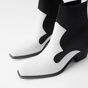 ZARA BNWT Contrasting Stretch Ankle Boots